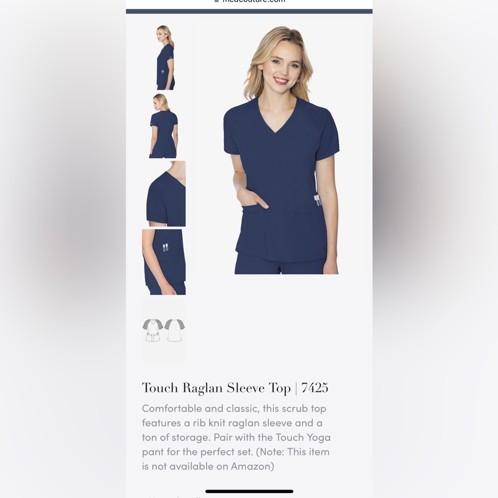 Med Couture Women’s Small Scrub Top Size Small in Navy